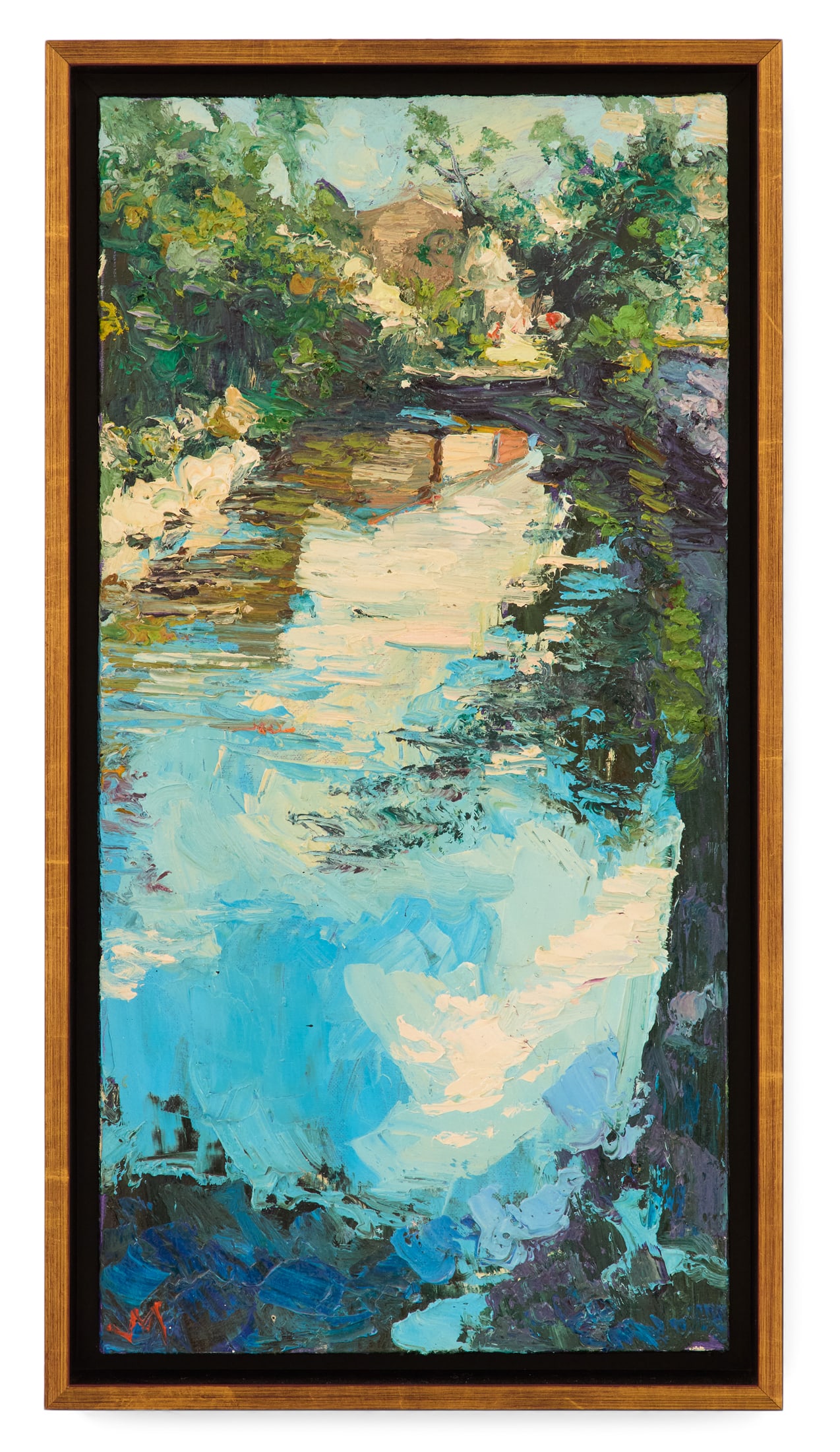 James Michalopoulos (American/Louisiana, b. 1951): James Michalopoulos(American/Louisiana, b. 1951)"Still Water", 2012oil on canvasinitialed lower left, signed and dated en verso, titled on stretcher bar.Float-mounted and framed.24" x 1