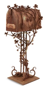 Whimsical Wrought Iron Mailbox on Stand