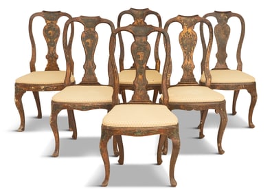 Six Lucca Polychrome Dining Chairs