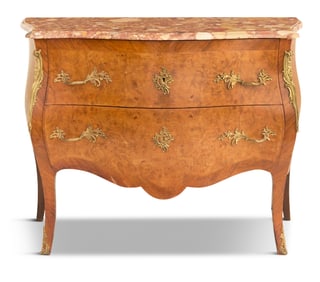 Burr Elm and Kingwood Marble-Top Commode