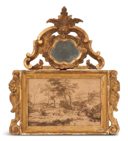 Italian Giltwood Reverse Trumeau Mirror