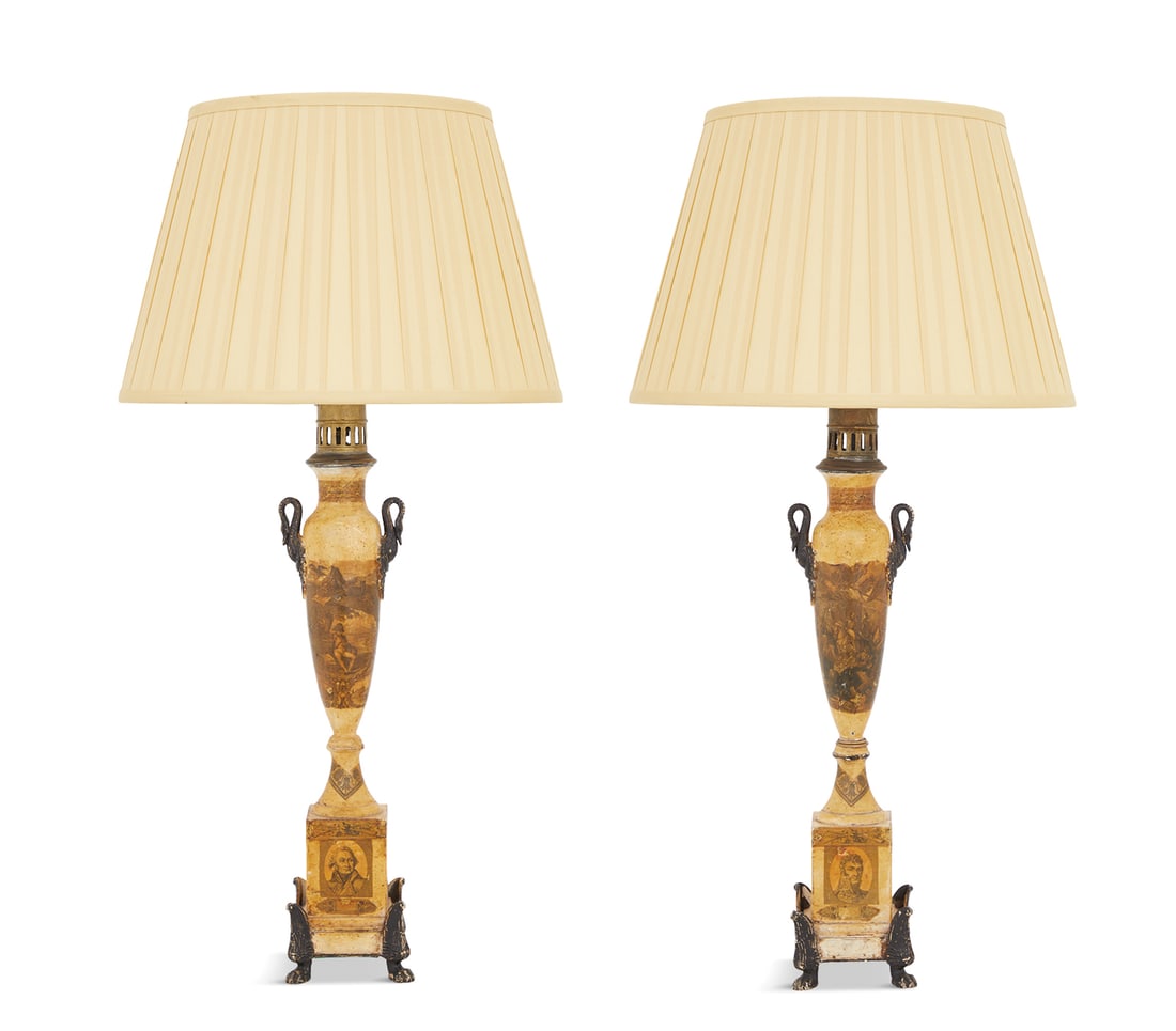 Pair of French Lacca Povera Tole Moderator Lamps (1 of 5)