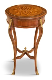 French-Style Inlaid Mixed Woods Side Table