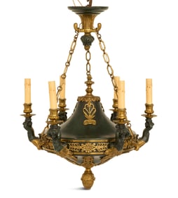 French Tole and Gilt-Bronze Chandelier