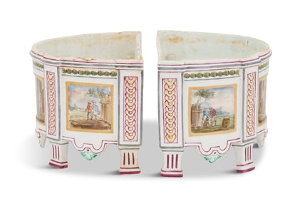 Pair of French Faience Bough Pots