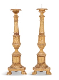 Pair of Italian Giltwood Altar Sticks