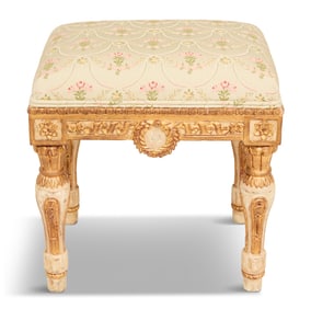 Italian Creme-Peinte and Parcel-Gilt Stool