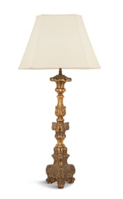 Italian Giltwood Altar Stick Lamp