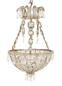 Italian Bronze and Crystal Chandelier