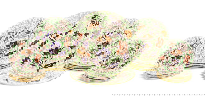 Collection of Coalport "Jade" Pattern Dinnerware: Collection of Coalport "Jade" Pattern Dinnerware 20th century, the collection including two dinner plates, dia. 10-3/4", twelve salad/dessert plates, dia. 7-3/4", and twelve bread
