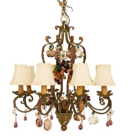 Italian Gilt-Metal and Glass Chandelier