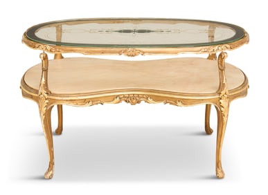 Louis XV-Style Giltwood Two-Tier Cocktail Table