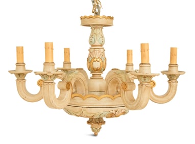 Italian Provincial-Style Painted Wood Chandelier