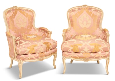 Pair of Louis XV-Style Creme-Peinte Bergeres