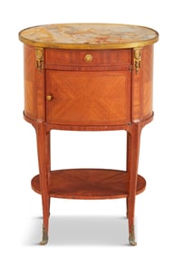 Louis XV-Style Mahogany and Marble-Top Side Table