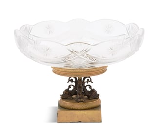 Cut-Glass and Bronze Centerpiece Bowl