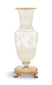 Gilt-Brass and Enameled Glass Vase