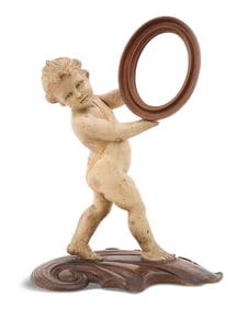 Italian Carved and Painted Figural Boudoir Mirror