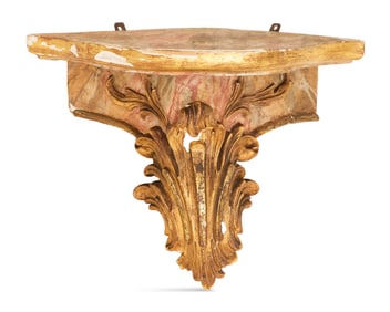 Faux Marbre and Giltwood Corner Bracket