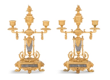 Napoleon III Bronze and Marble Candelabra