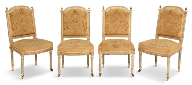 Suite of Four Louis XVI-Style Side Chairs