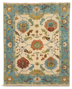 Turkish Angora Oushak Carpet: Turkish Angora Oushak Carpet 8' x 9' 9"