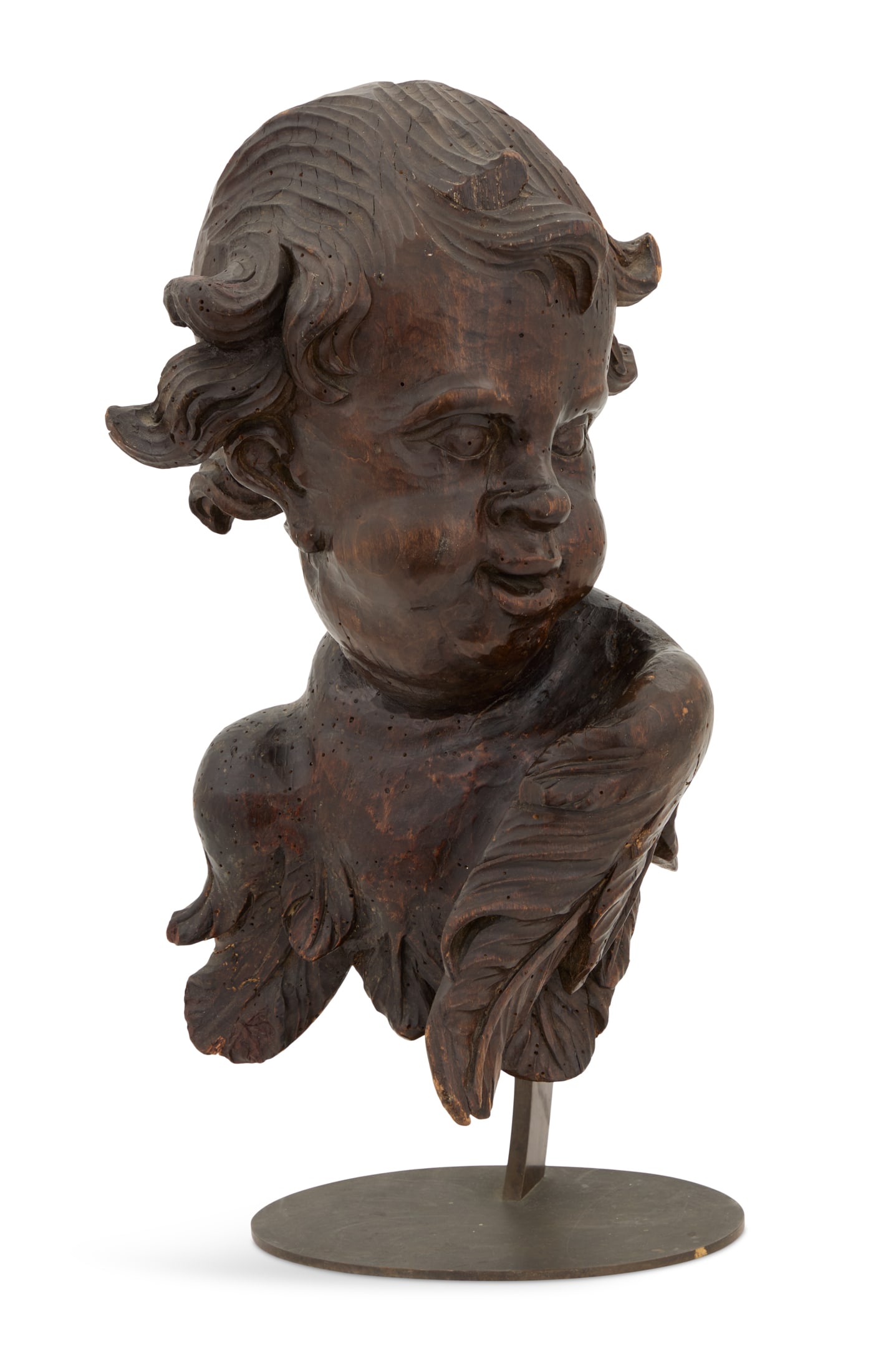 Italian Carved Wooden Bust of a Cherub (1 of 2)