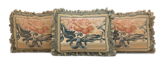 Collection of Three Aubusson Tapestry Pillows