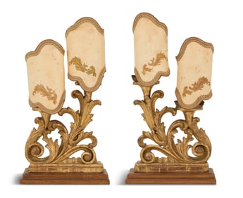 Pair of Italian Giltwood Candelabra