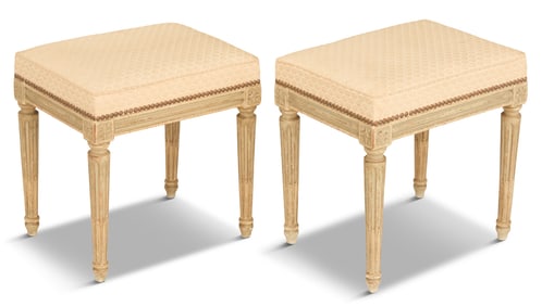 Pair of Louis XVI-Style Polychrome Stools