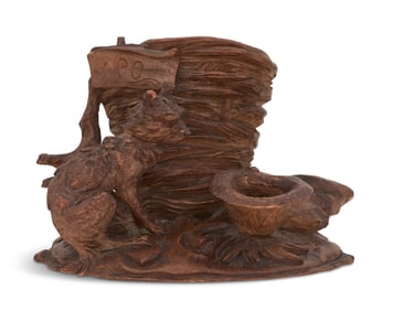 Swiss Black Forest Carved Linden Smoking Set