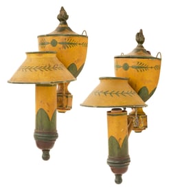 Pair of French Small Tole Sconces