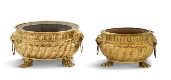Two Handsome Brass Wine Coolers/Jardinieres