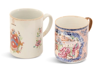 Two Chinese Export Porcelain Tankards