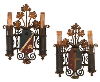 Pair of Enameled Sconces in the Baronial Taste
