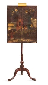 Georgian-Style Mahogany and Leather Fire Screen