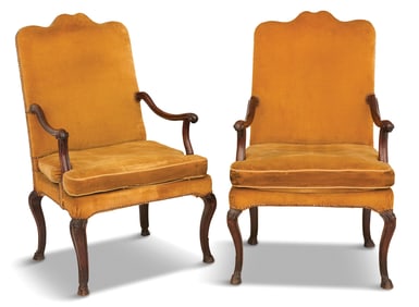 Pair of Italian Walnut Fauteuils