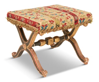 Empire Ebonized and Parcel-Gilt Footstool