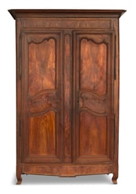 French Provincial Figured Walnut Armoire