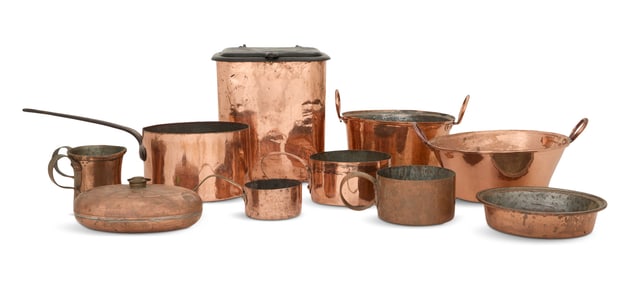 Ten Pieces of Antique Copperware