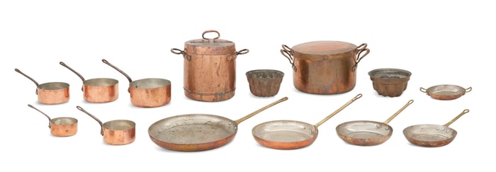 Fourteen-Piece Collection of Copper Cookware