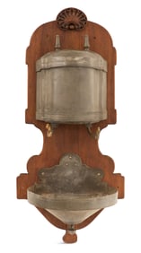 French Pewter, Brass and Walnut Lavabo