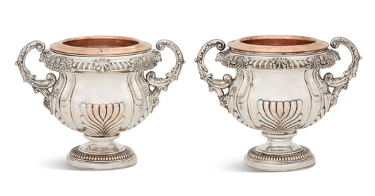 Pair of Old Sheffield Plate Wine Coolers