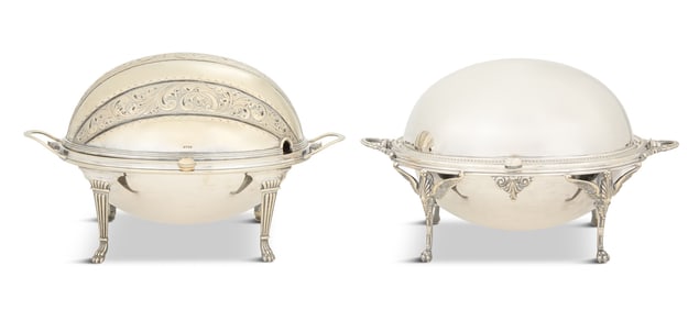 Two Silverplate Revolving Vegetable Dishes