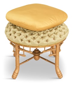 Napoleon III Gilded Faux Bamboo Poof Stool