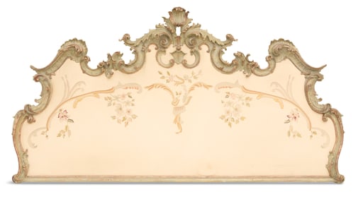 Italian Polychrome and Padded Headboard