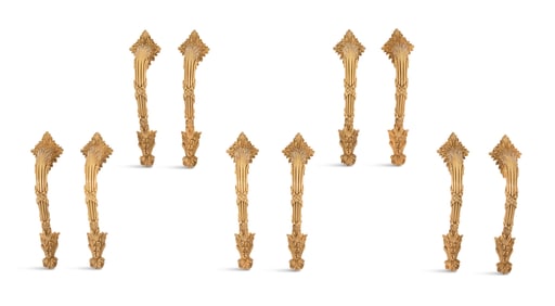 Set of Ten Sherle Wagner Gold-Plated Brass Pulls