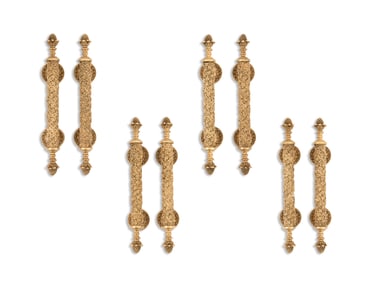 Eight Sherle Wagner Gold-Plated Brass Pulls