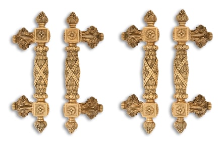 Set of Four Sherle Wagner Gold-Plated Brass Pulls