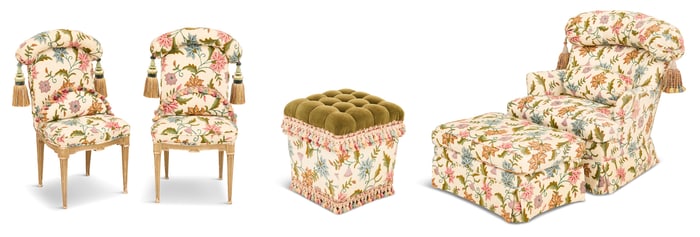 Five-Piece Crewelwork Salon Suite